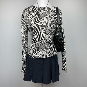 VTG Y2K Zebra Print Long Sleeve‎ Top Size Small
